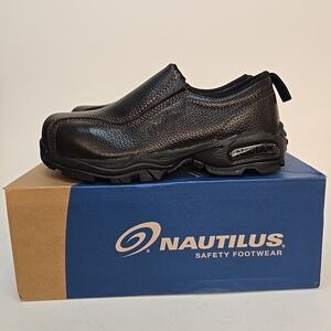 Nautilus Safety Footwear Womens Size‎ 7.5 Wide Slip On Brown n1621